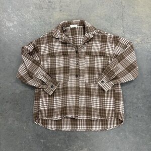 Brown Flannel Button-Up Shirt